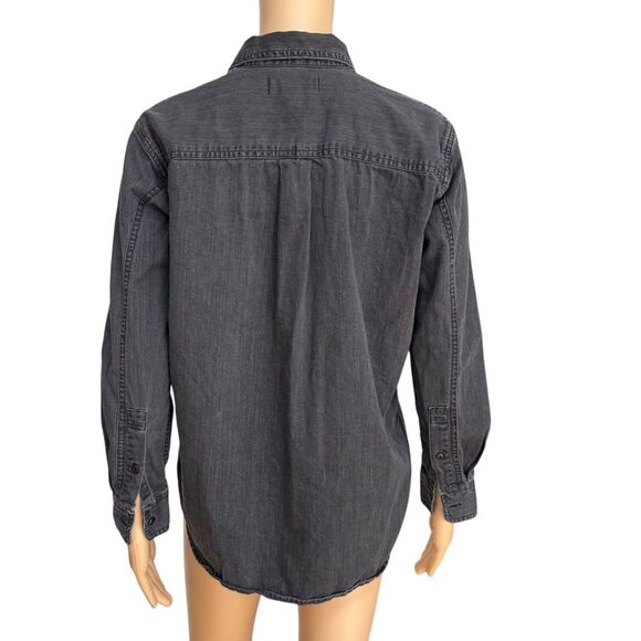 Madewell Chambray Charcoal Black Shirt Button up Long Sleeve 100% cotton Sz XS - Picture 3 of 7